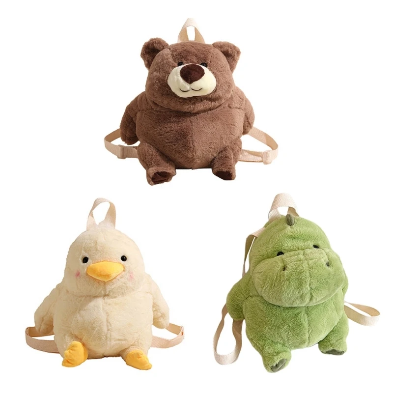 

2024 New Duck Bear Dinosaur Shaped Backpacks Bag Plush Backpacks Cartoon Animal Preschooler Book Bag