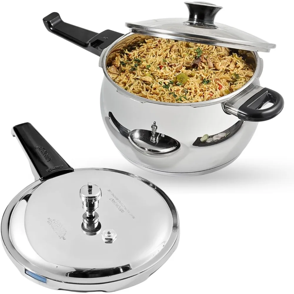 

Splendid Plus Stainless Steel Pressure Cooker Outer Lid 2.5 Litre SAS Bottom Round-Bottomed Cooker Extra Glass