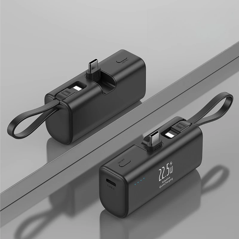 5000mAh Built-in Cable Super Fast Charging Mini Ultra-thin Compact and Portable Mobile Power Supply