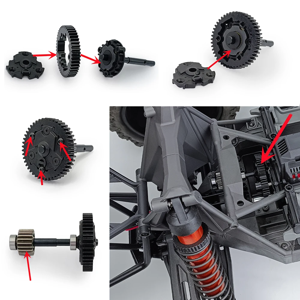 TRINOOD 46T 50T 51T 52T 54T Stahl Stirnradgetriebe für Big Foot Auto 1/10 TRAXXAS E-REVO 2,0 RC Auto Modell Upgrade Teile