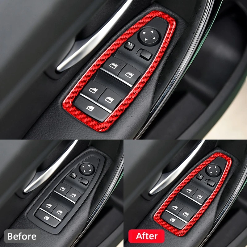 For BMW 3 Series GT F30 F34 2013-2018 Accessories Carbon Fiber Interior Car Windows Lifting Control Panel Trim Frame Stickers - Image 4