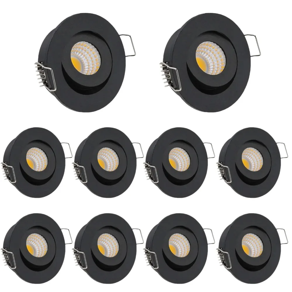 

JOYINLED 1/10 Pack Waterproof Mini 3W COB LED Downlight Recessed Lighting IP65 Dimmable 110V 220V 12V (Black White Satin Nickel)