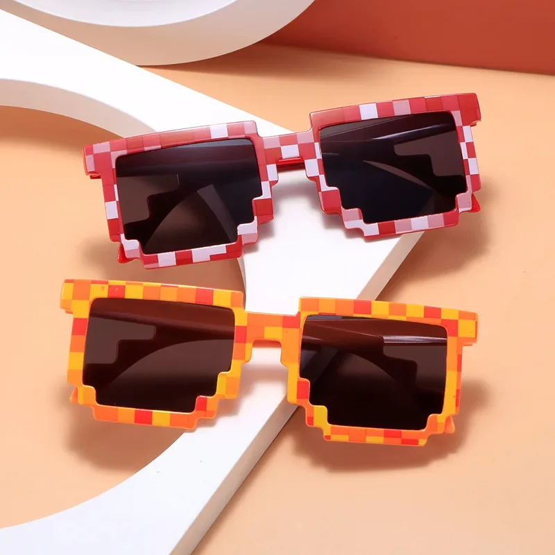 New Design Funny Mosaic Sunglasses Thug Life Sun Glasses Pixel Black Retro Gamer Robot Sunglasses Birthday Party Cosplay