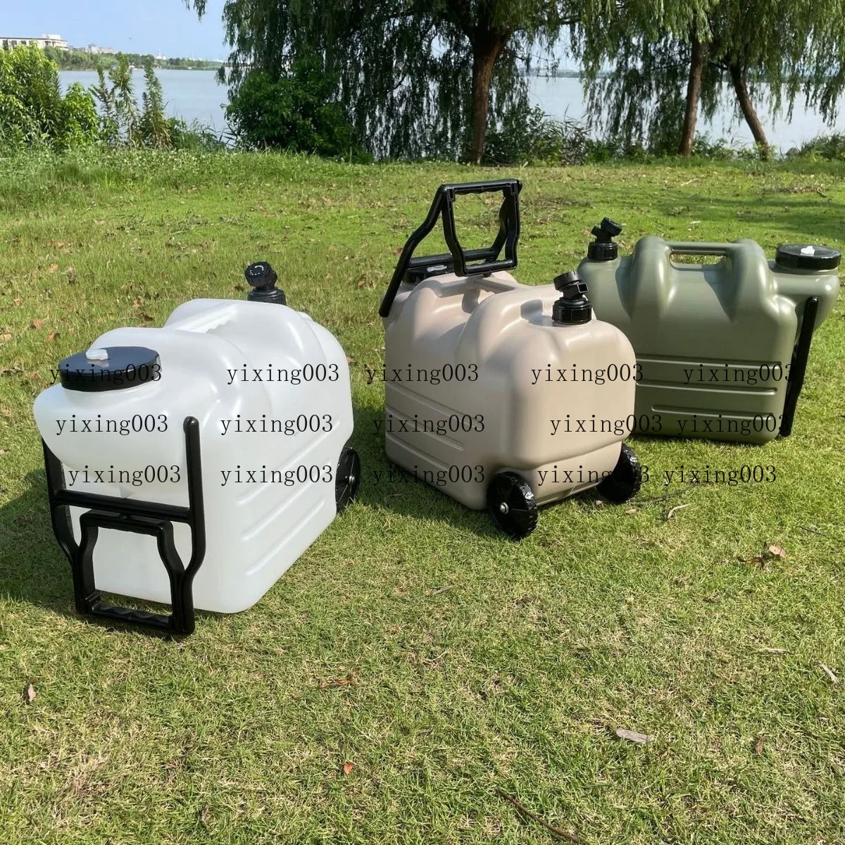 Outdoor Camping Wheeled Water Tank Portable Pull Water Bucket with Tap Large Capacity