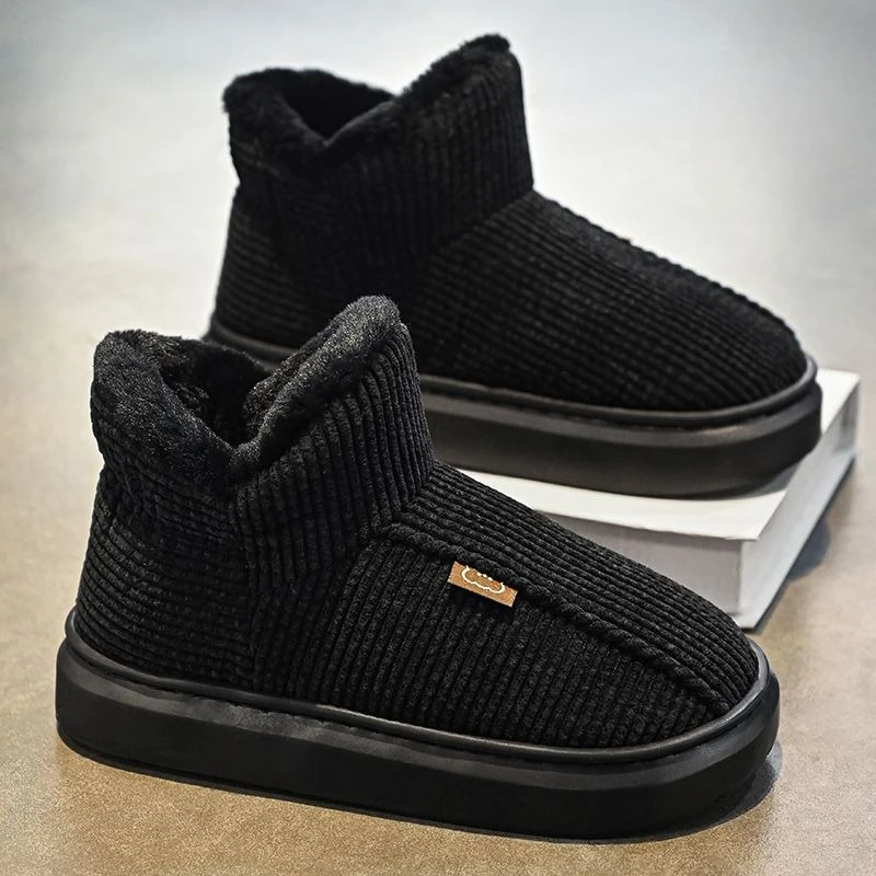 الرجال الكورية نمط في الهواء الطلق أحذية الثلوج القطنية غير رسمية 2025 شتاء جديد صوف مبطن سميكة الدافئة المضادة للانزلاق الأحذية