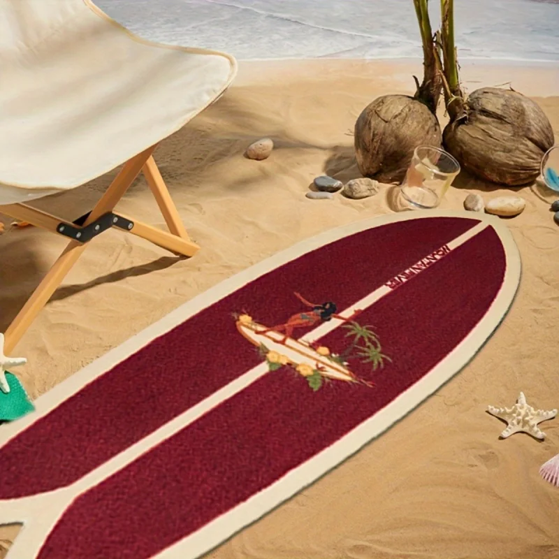 VIKAMA Vintage Surfbrett-Teppich im hawaiianischen Stil, weiche Decke für das Bettende im Schlafzimmer, Sofakissen im Wohnzimmer, Heimdekoration