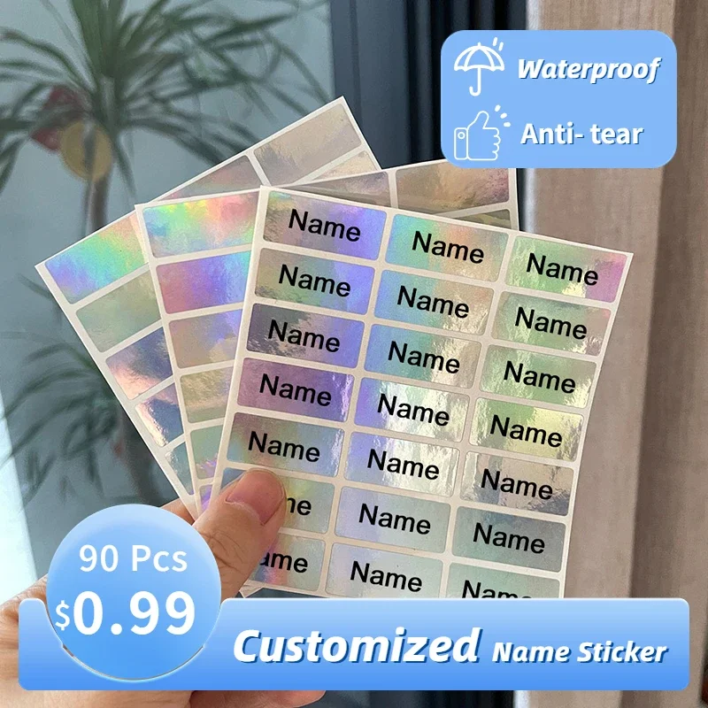 90pcs Name Sticker Customize Stickers Waterproof Personalized Labels Children School Stationery Water Bottle Pencil Sticker