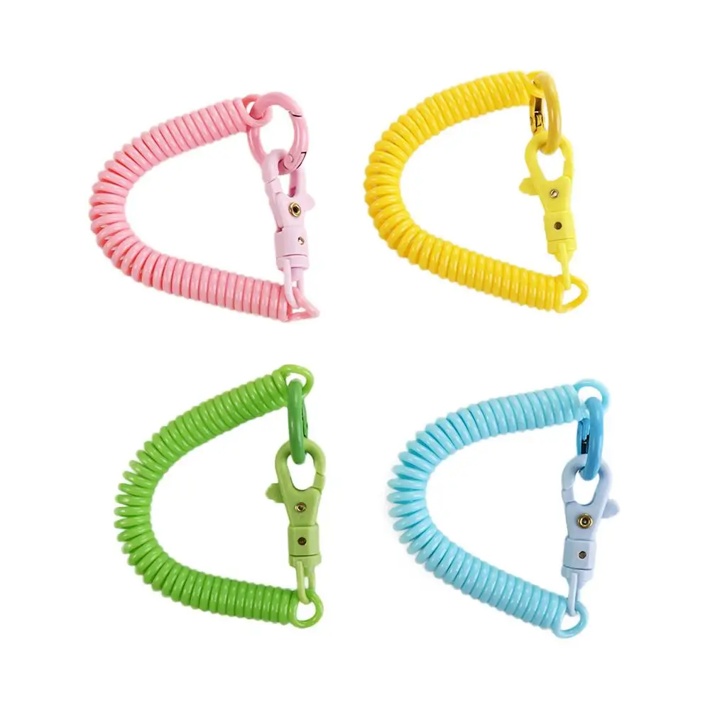 Luggage Tags Key Chain Holder Stretchy Coil Anti-lost Lobster Clasp Rope Bracelet Spring Spring Keychain Key Hooks Keyring