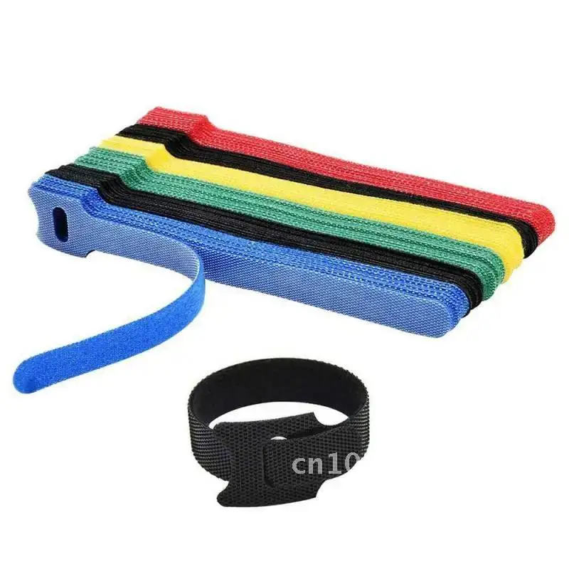 

50Pcs Hook And Loop Cable Ties Reusable Black Nylon Strap Cord Organiser Tool Tidy Multiple Colour Dropship