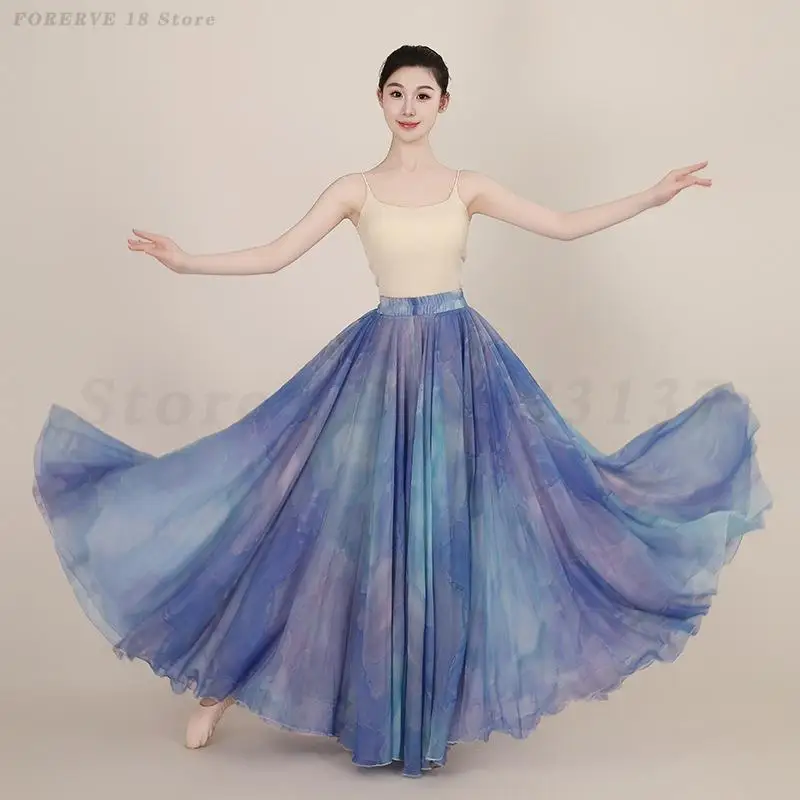Jupe de danse classique moderne imprimée, Costume de spectacle sur scène, jupes de Flamenco Double face, vêtements d'entraînement élégants pour femmes