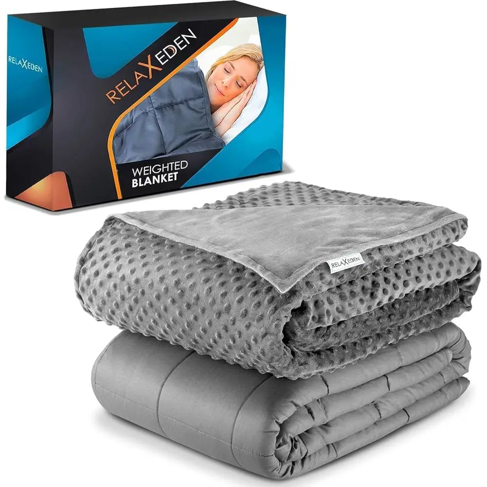 

Relaxeden® Adult Weighted Blanket W/Removable, Washable Duvet Cover| 15 Lbs, 60”X 80” Size| Heavy Glass Micro-Beads| Sleeping