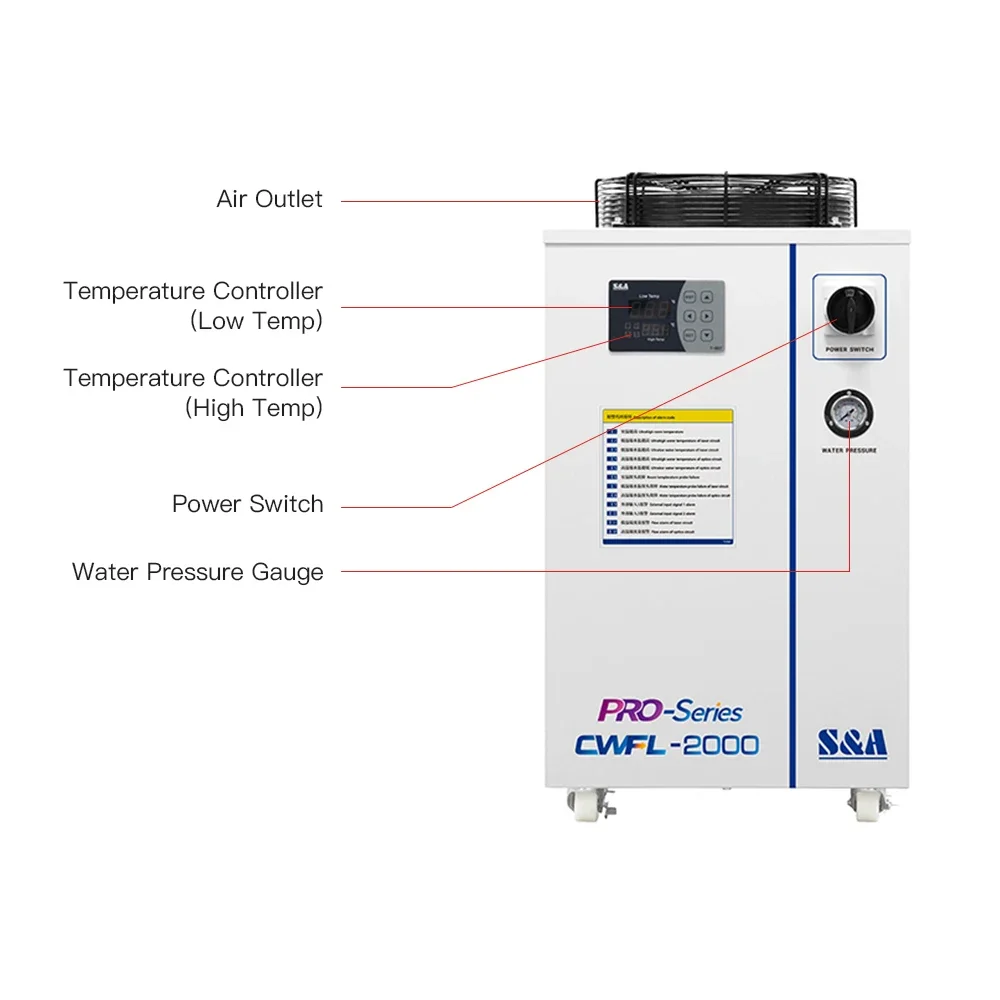 WaveTopSign S&A CWFL-2000AN & 2000BN Industrial Water Chiller For 2000w Fiber Laser Engraving Cutting Machine