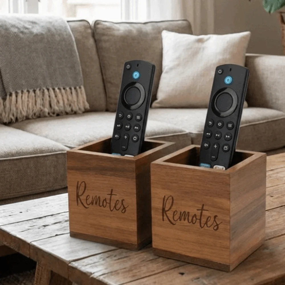 Durable Wood Remote Control Holder Vintage Style Simple Pen Holder Decorative Desktop Organizer Bedroom