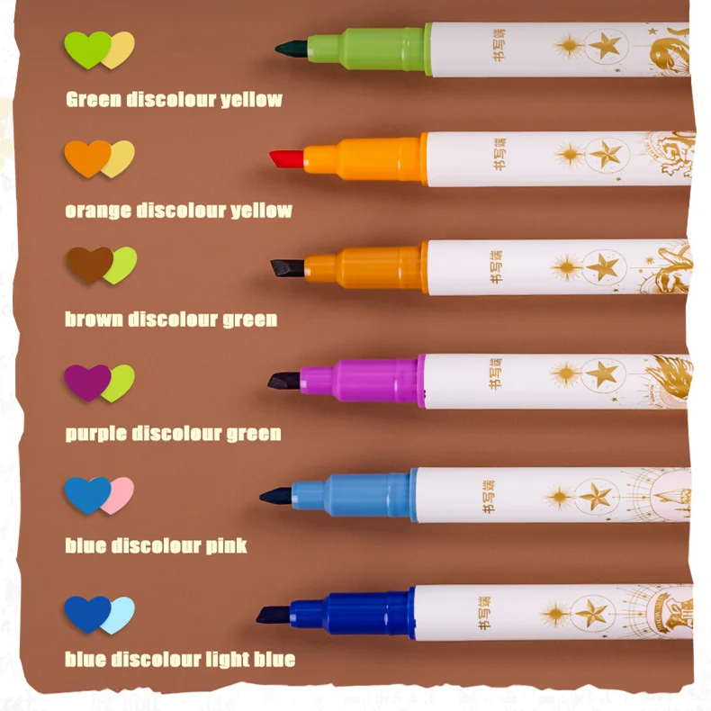 6Pcs/Set DELI S119 Harry Potter Discolored Highlighter Kawaii Expression Paint Marker Pen School Office Office Stationery Supply