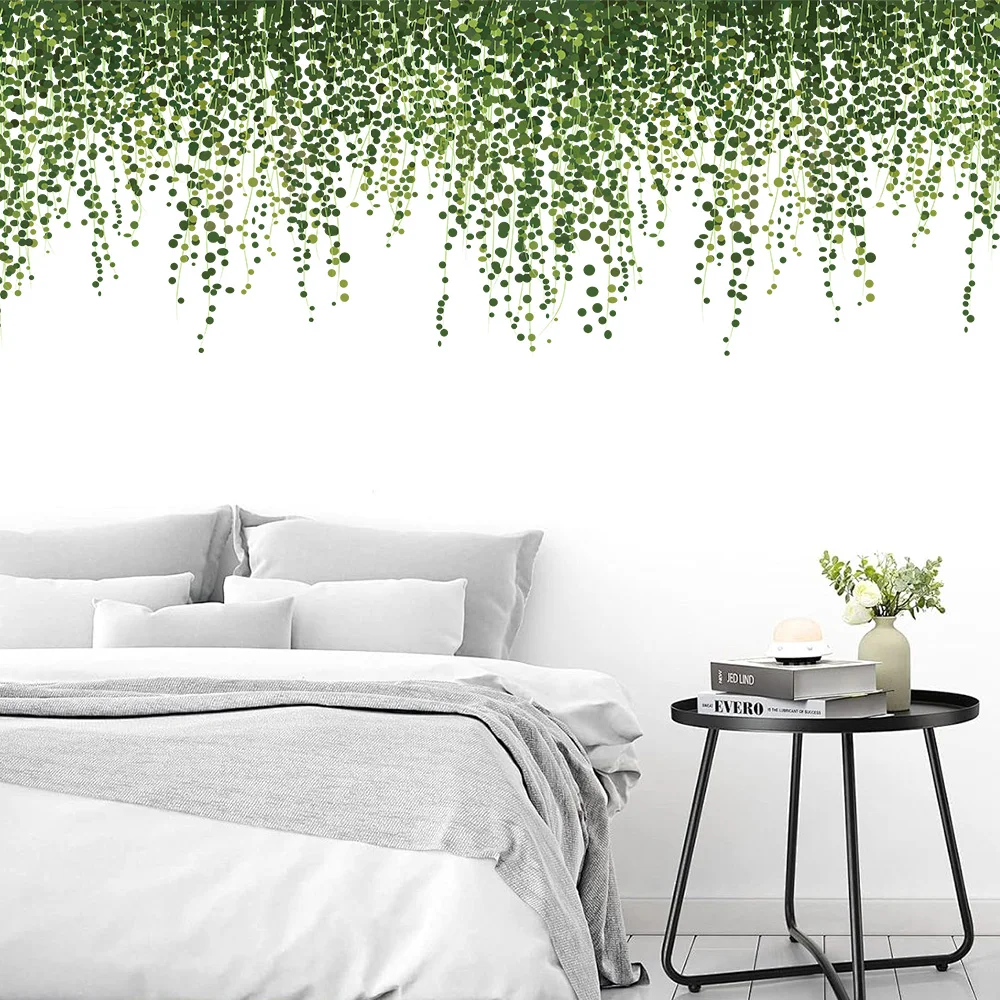 ملصقات حائط حبر الكروم الخضراء طبيعة لغرفة المعيشة غرفة نوم المنزل زهرة حائط الخلفية ديكور ملصق ذاتي اللصق خلفية #4