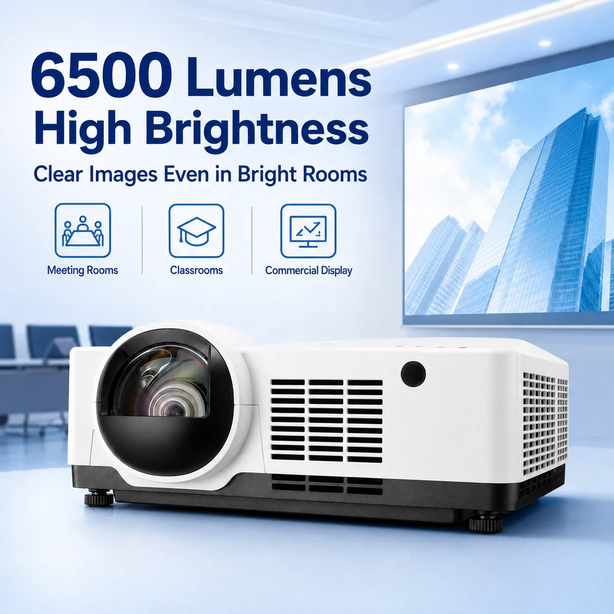 6500 Lumens WXGA Laser Projector 0.44:1 Short Throw 360 Degree Installation for Commercial Projection
