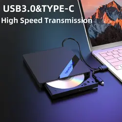 USB Typec 3.0 External BurnerDrive CD/DVD Player DVD Burner Multi-Function with USB 3.0 Ports Card Reader for PC Laptop