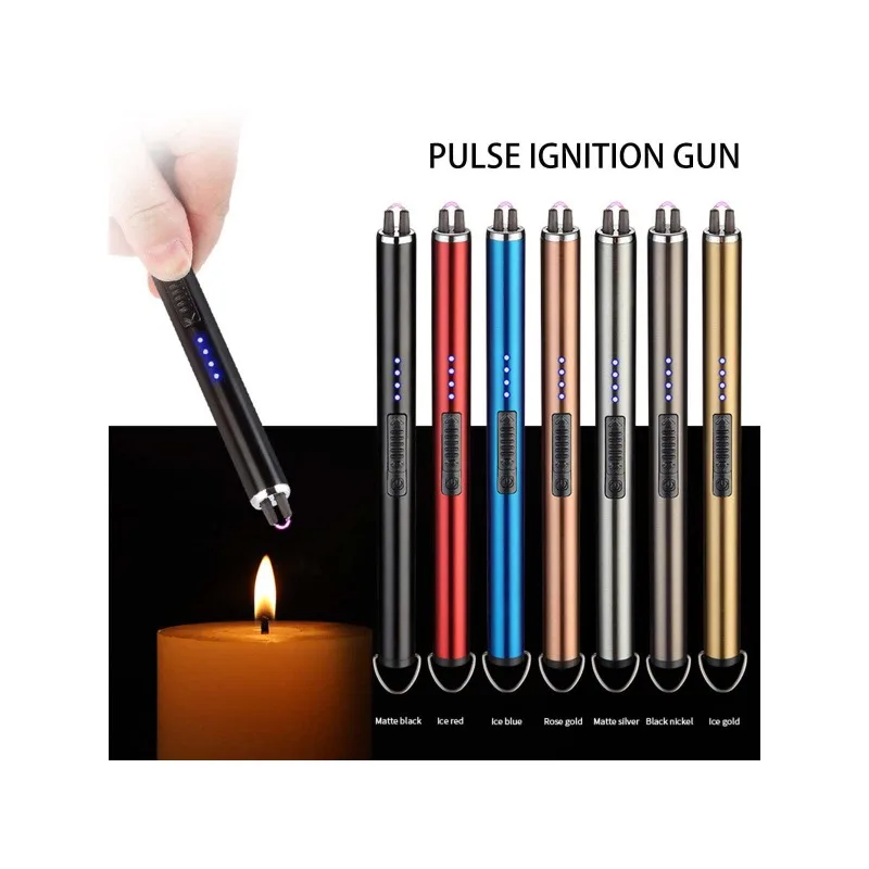 

Random color - 2pc Windproof Kitchen Electric USB Lighter Long Candle BBQ Camping Rechargeable Arc Flameless Plasma Lighter