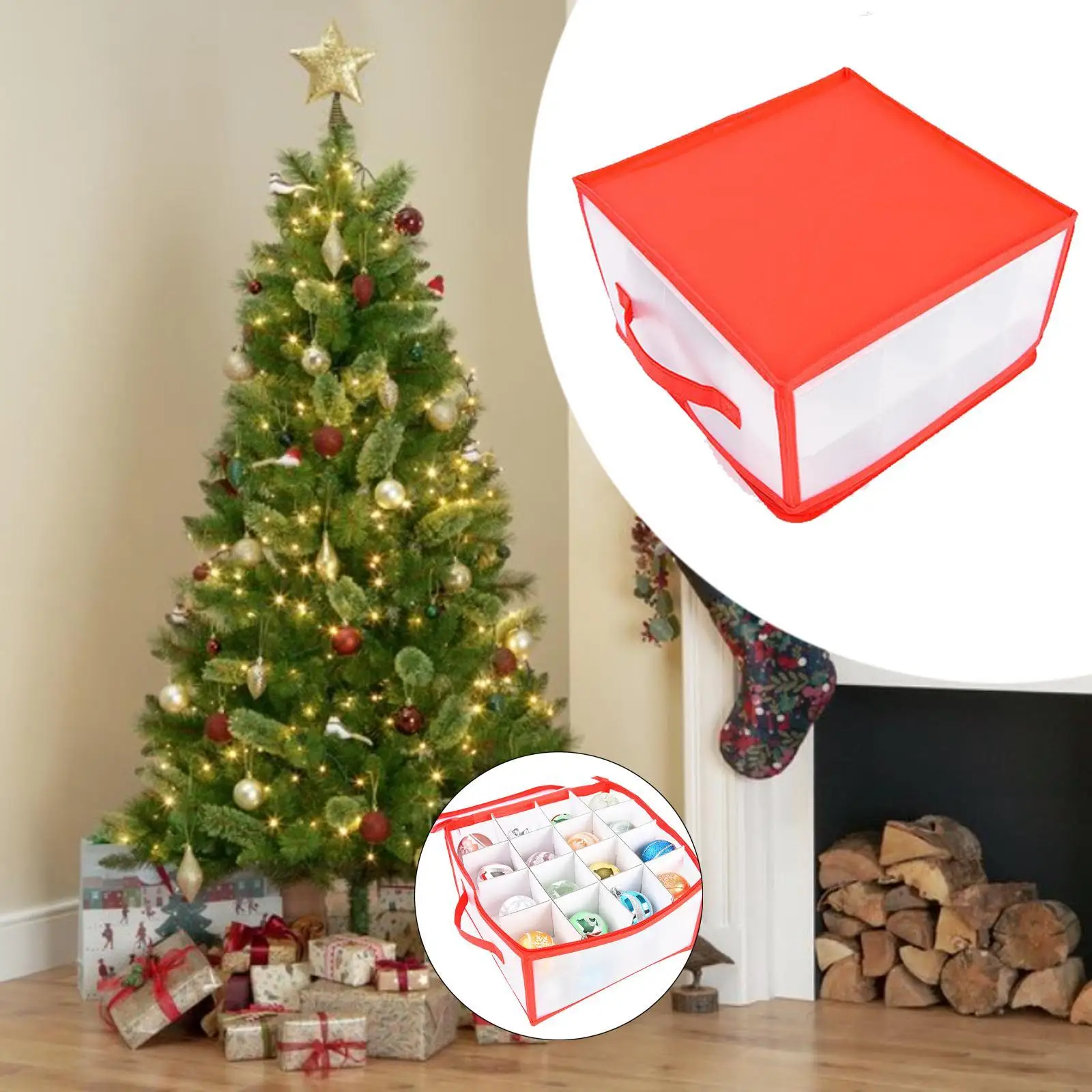 

Christmas Balls Ornament Storage Box Versatile Xmas Decoration Organizer for Celebration Indoor Holiday Valentine's Day Party