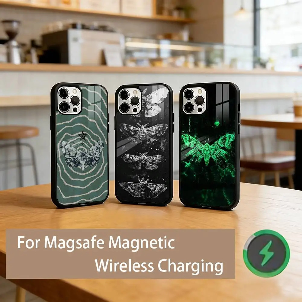 

Vintage Moths Phone Case For iPhone17,16,15,14,13,12,11 Plus,Pro Magnetic with Magsafe Wireless Charging
