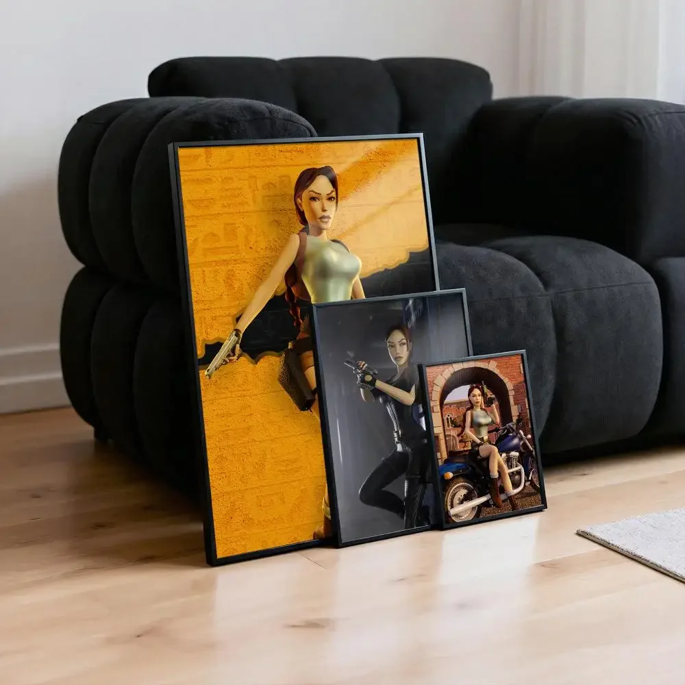 Poster Peelable Self-Adhesive Album Cover Poster Stickers, Frameless Wall Art for Singer Rap Bedroom Lara Croft Tomb Raider