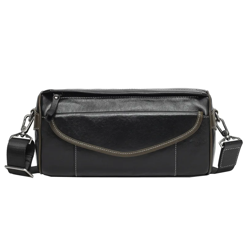 New Genuine Leather Single Shoulder Casual Crossbody Top Layer Cowhide Color-block Fashion Men's Bag Daily Commute Backpack