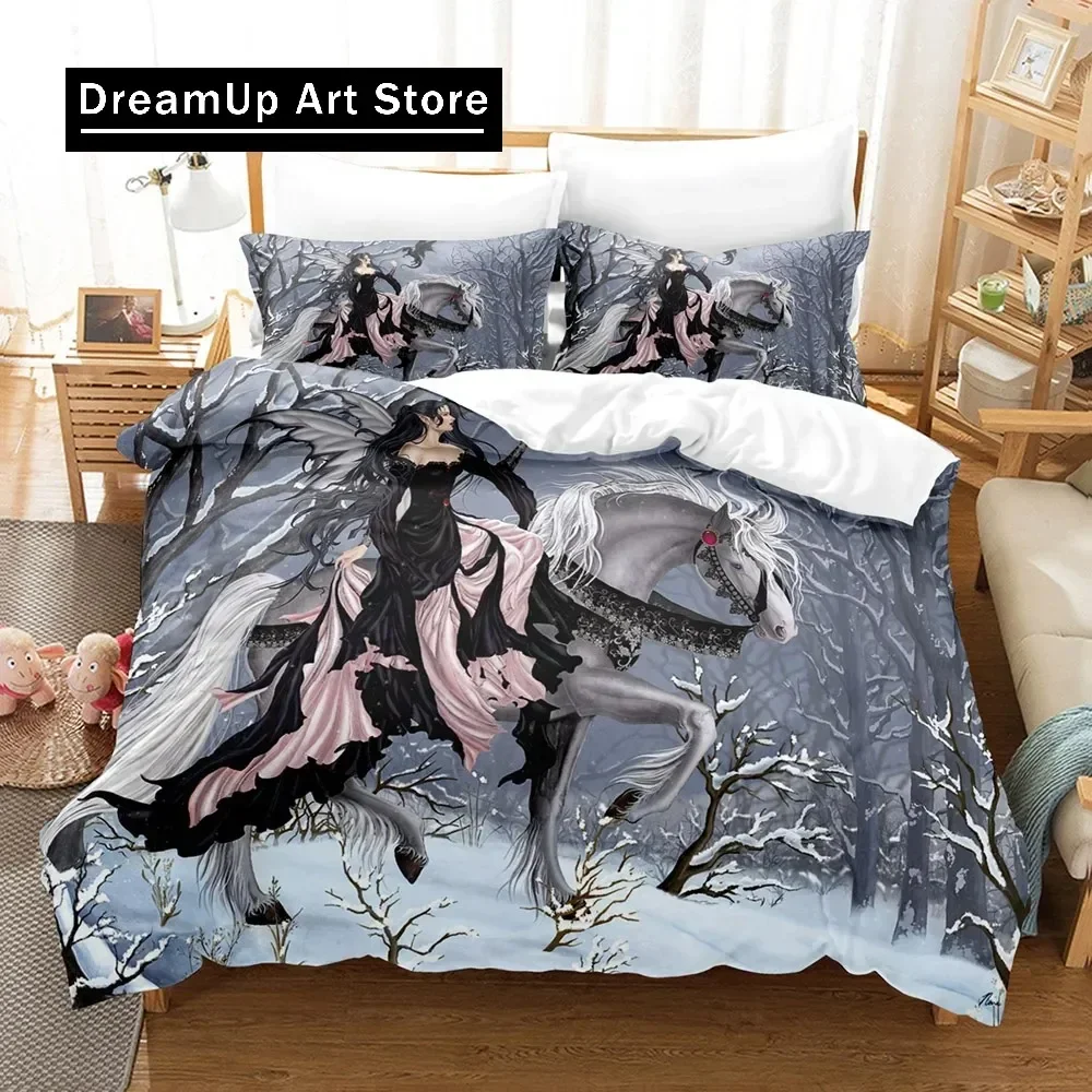 

3D Print Fantasy witch Dragon Alien World Bedding Set Down Quilt Cover with Pillowcase Double Complete Queen King Bedding