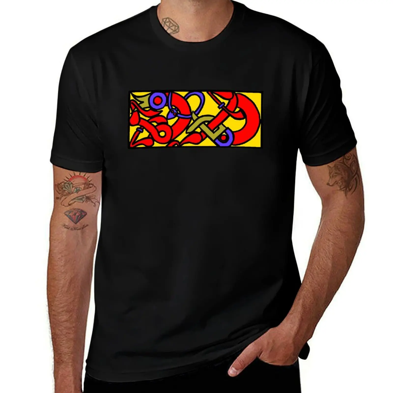 Anglo Saxon Knotwork Serpent T-Shirt Casual Minimalist Short Sleeve Top T-Shirt