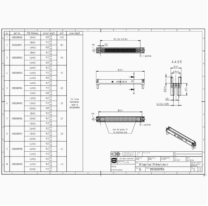 09030009956 HARTING Din type C/R shroud press-in a=6.70