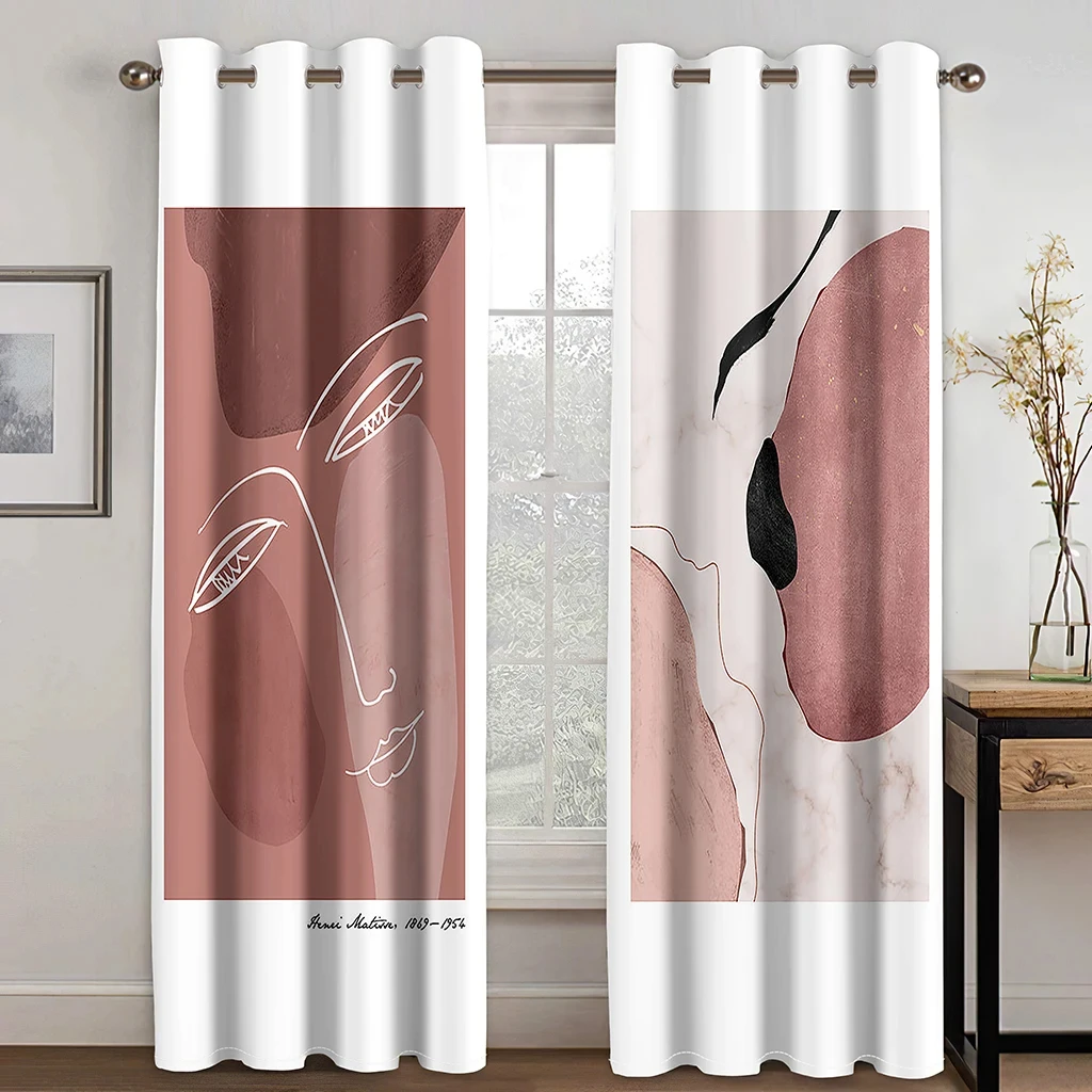 Abstract Art Anthestic Boho Morandi Window Curtains Blinds For Living Room Bedroom Bathroom Kicthen Office Door Home Decor 2Pcs