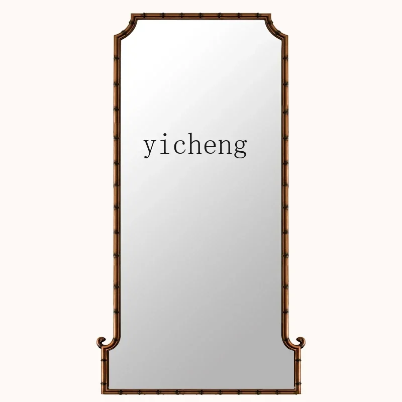 

ZK French retro full-body mirror European bamboo joint floor mirror against the wall cloakroom full-length mirror