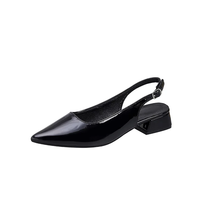 2026 Spring Chunky Heel Sandals Women Pointed Toe Open Back Strappy Dressy Large Size Casual Party Wear Shoes image 6