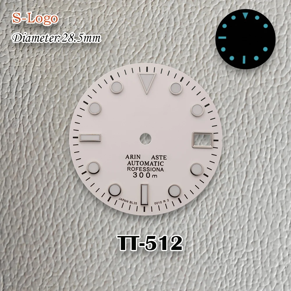 جديد 28.5 مللي متر S شعار NH35 البحرية الهاتفي مناسبة لحركة NH36 الجليد الأزرق جودة مضيئة ساعة حساسة تعديل الملحقات