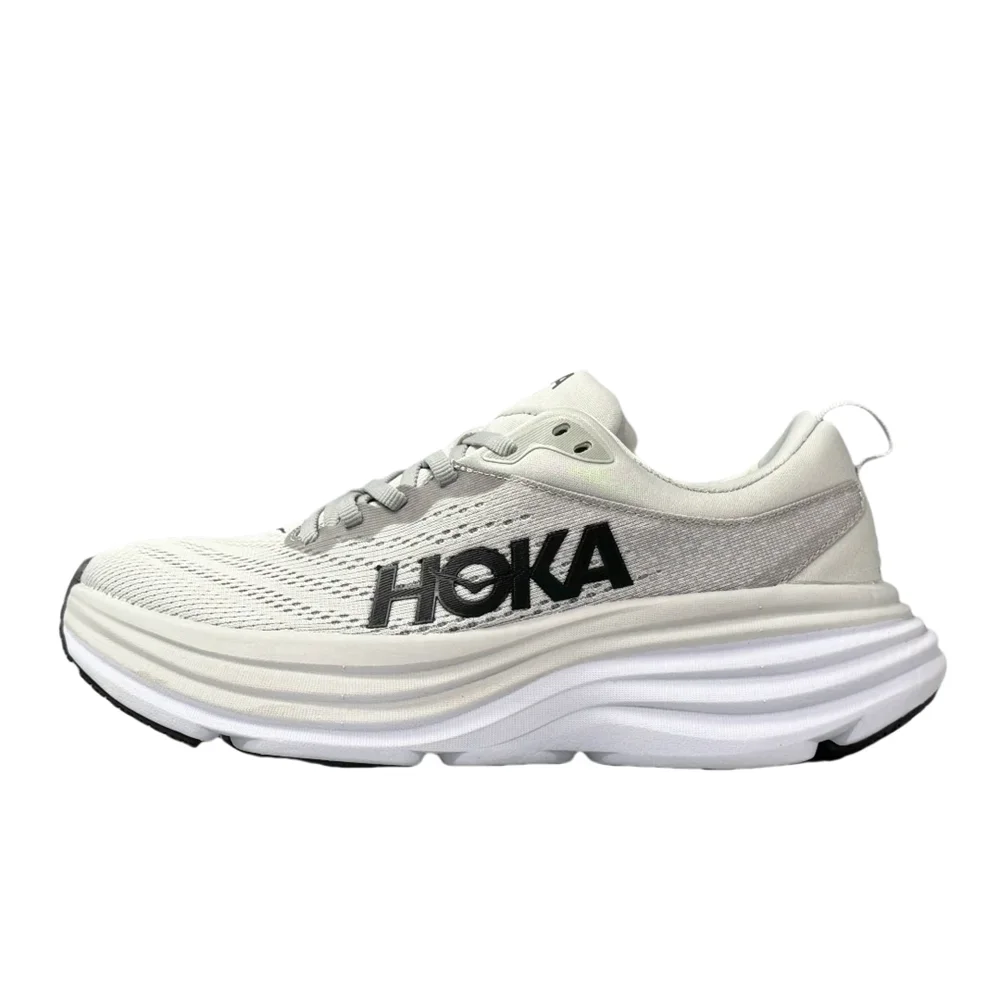 HOKA ONE ONE Bondi 8 Women Men Black and Grey Wear-resistant Comfortable Lightweight Mesh Breathable Running Shoes 1123202-OKB