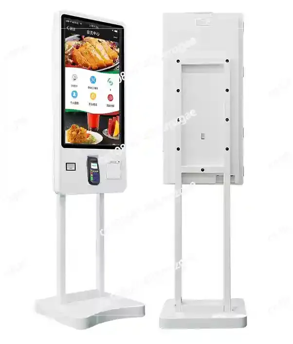 Restaurant 24 27 32 inch touch screen cashless POS fast food self-service order payment end point kiosk floor machine
