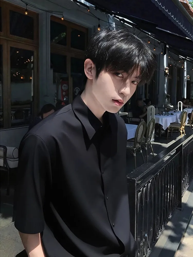 

Мужская летняя тонкая рубашка Cleanfit Bla Ice Silk с коротким рукавом, дышащая, немнущаяся, премиум-класса, для повседневной носки