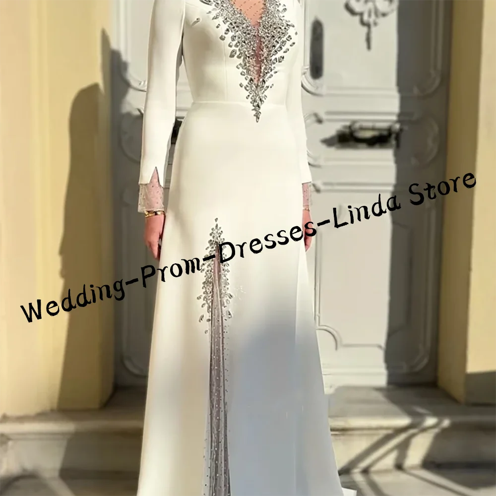 

Elegant V-Neck Satin Beading Side Split A-Line Formal Evening Dresses Birthday Party Prom Gowns Customized