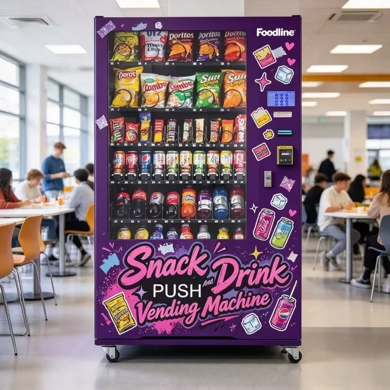 New Trend Refrigerated Snack Vending Machine for Foods and Drinks with Cans and Bottles with Age Verification