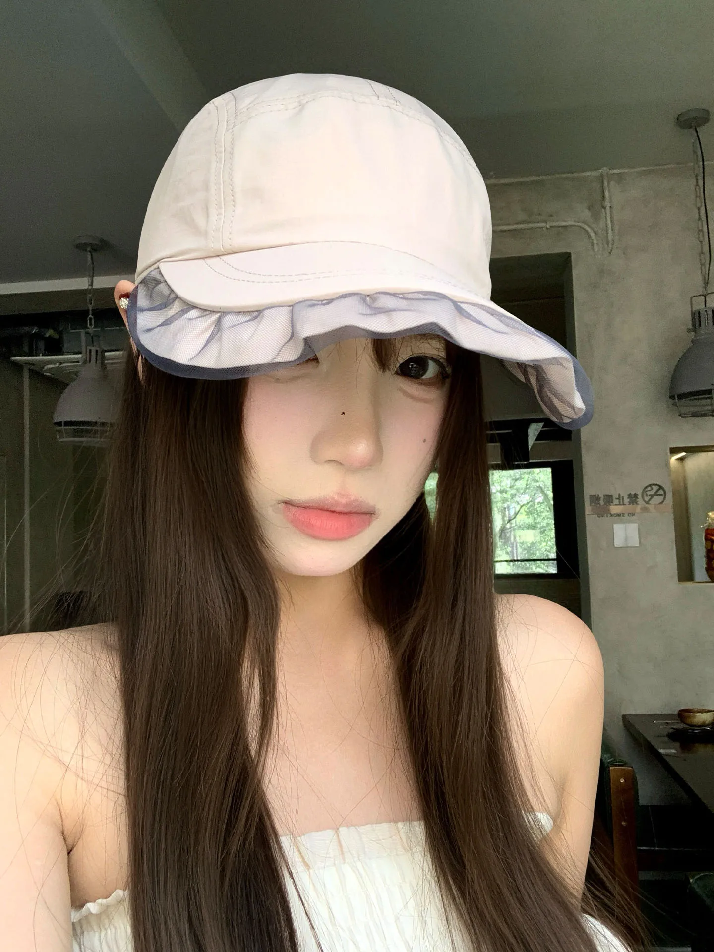 Lace Trimmed Ball Cap Women's Summer Quick Dry Breathable Face Slimming Sun Protection Baseball Cap Casual Adjustable round Top