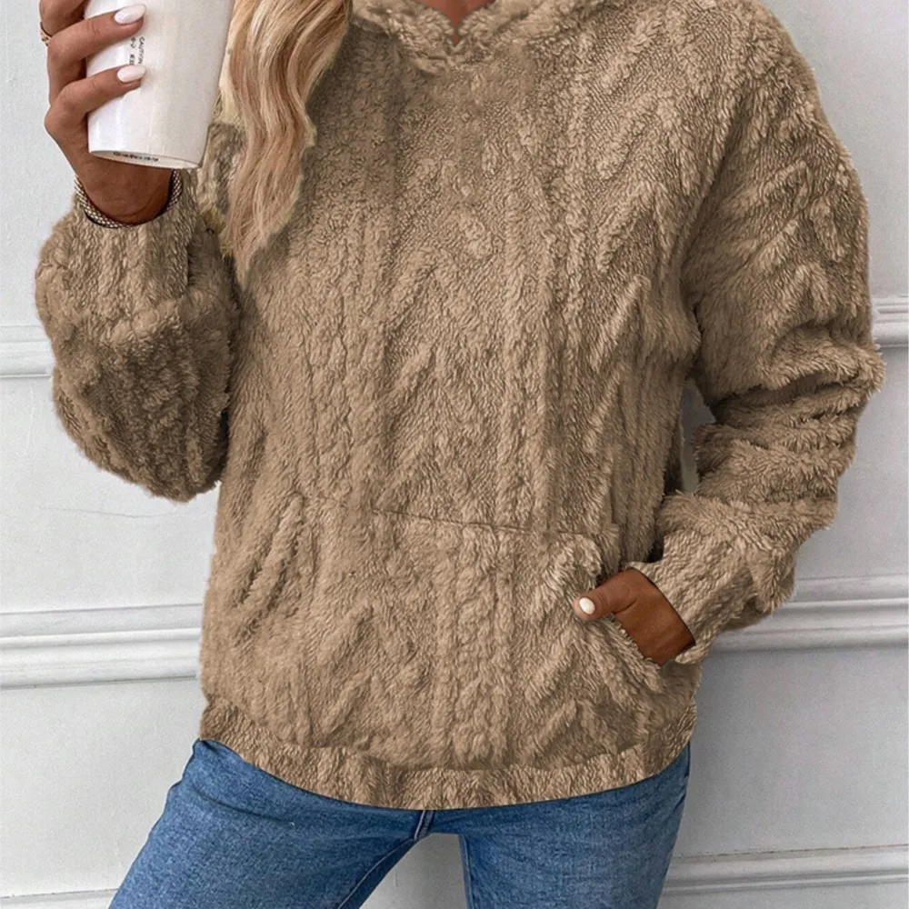 2024 European and American Autumn/Winter Hot selling Women's Pullover Jacquard Hooded Loose Plush Sweater clothes clothes