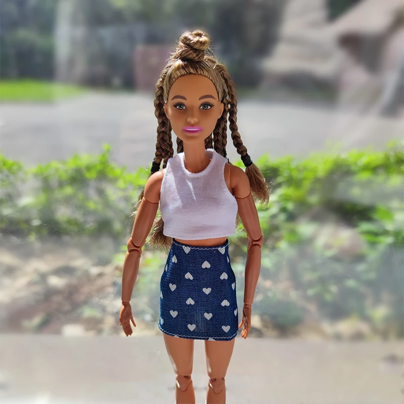 Doll Clothes New 30cm 1/6 Sleeveless Tank Top Plaid Skirt Daily Wear Accessories Clothes for Barbies doll