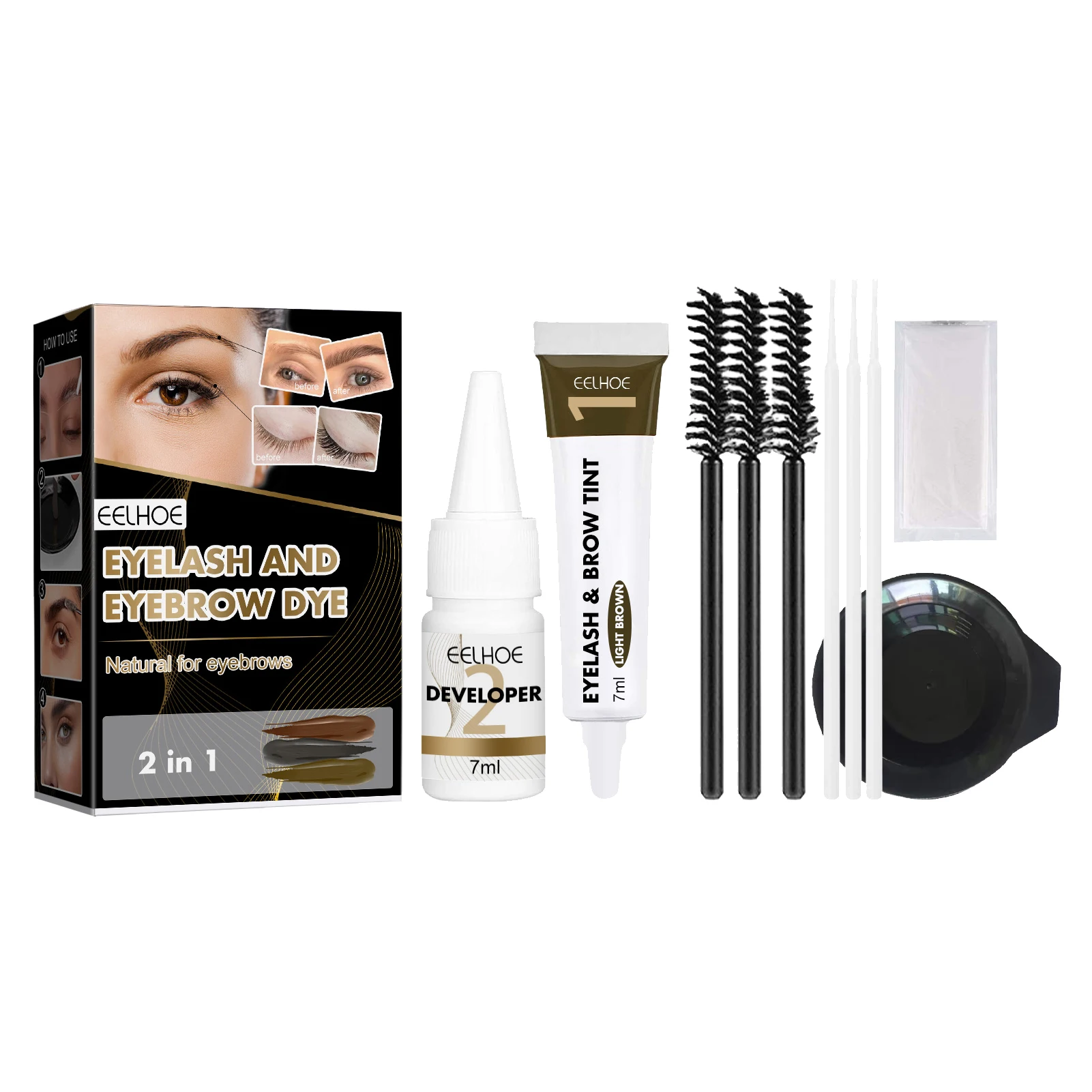 Eyelashes Eyebrow Eyelash Dye Paste Tint Kit Professional Permanent Mascara Color Brow & Lashes Dye Set