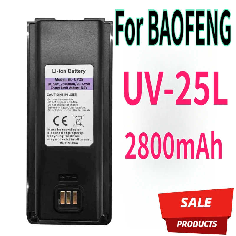 

For BAOFENG UV-25L Walkie Talkie Battery Type-C Charge BL-UV25 High Capacity Li-ion for BF-UV25L Portable Two Way Radios Battery