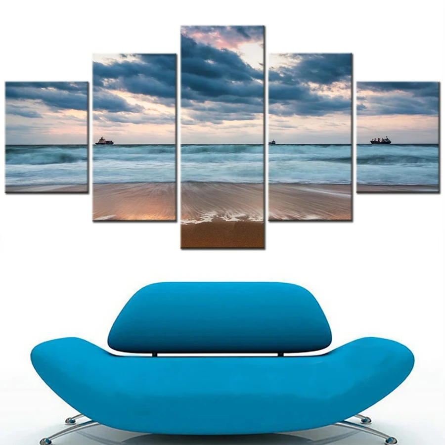 Sea Wave Cloudy Beach Seascape Diamond Painting cross stitch 5 pcs set 5D DIY Diamond embroidery rhinestone painting home decor