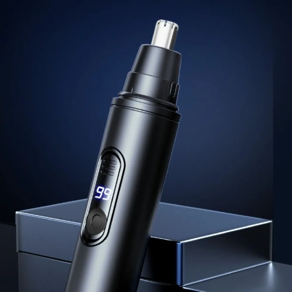 LED Digital Display Electric Nose Hair Trimmer Efficient Rotary Cutter Head Intelligent Nose Hair Clipper Waterproof Silent