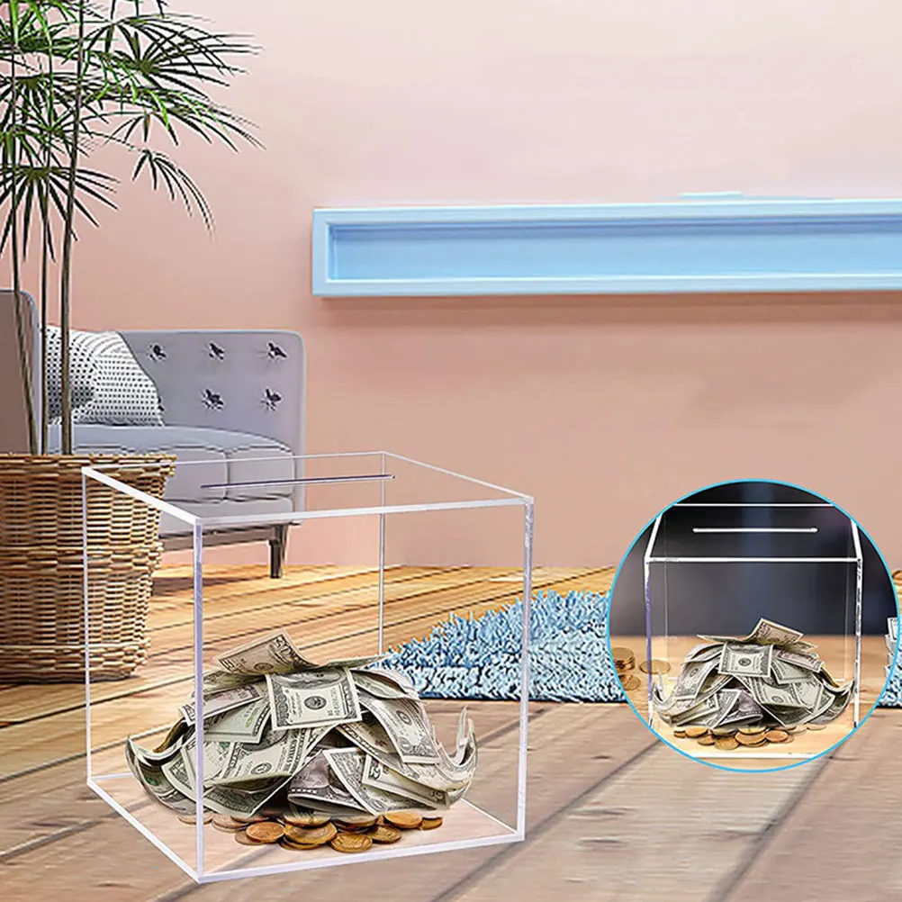 

Cute Kids Transparent Piggy Bank Acrylic Coin Container Desktop Saving Pot for Children Daily Use Home Accessories Compact Money