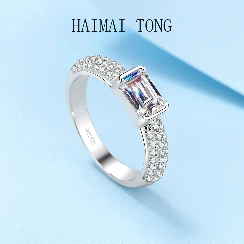 

Special Shaped PT950 Platinum Ring 1Carat Diamond VVS1 D Color Moissanite Reddin Cutting Luxury Quality Wedding Band Women Rings