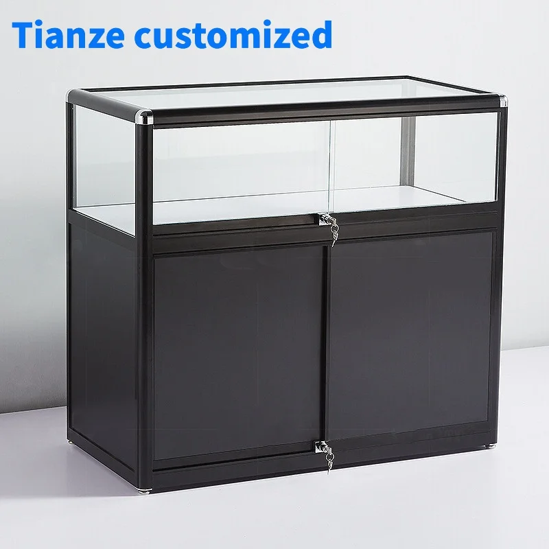 (customized)Cellphone Store Display Fixture Modern Shop Counter Design Mobile Phone Retail Store Aluminum Glass Display Showcase