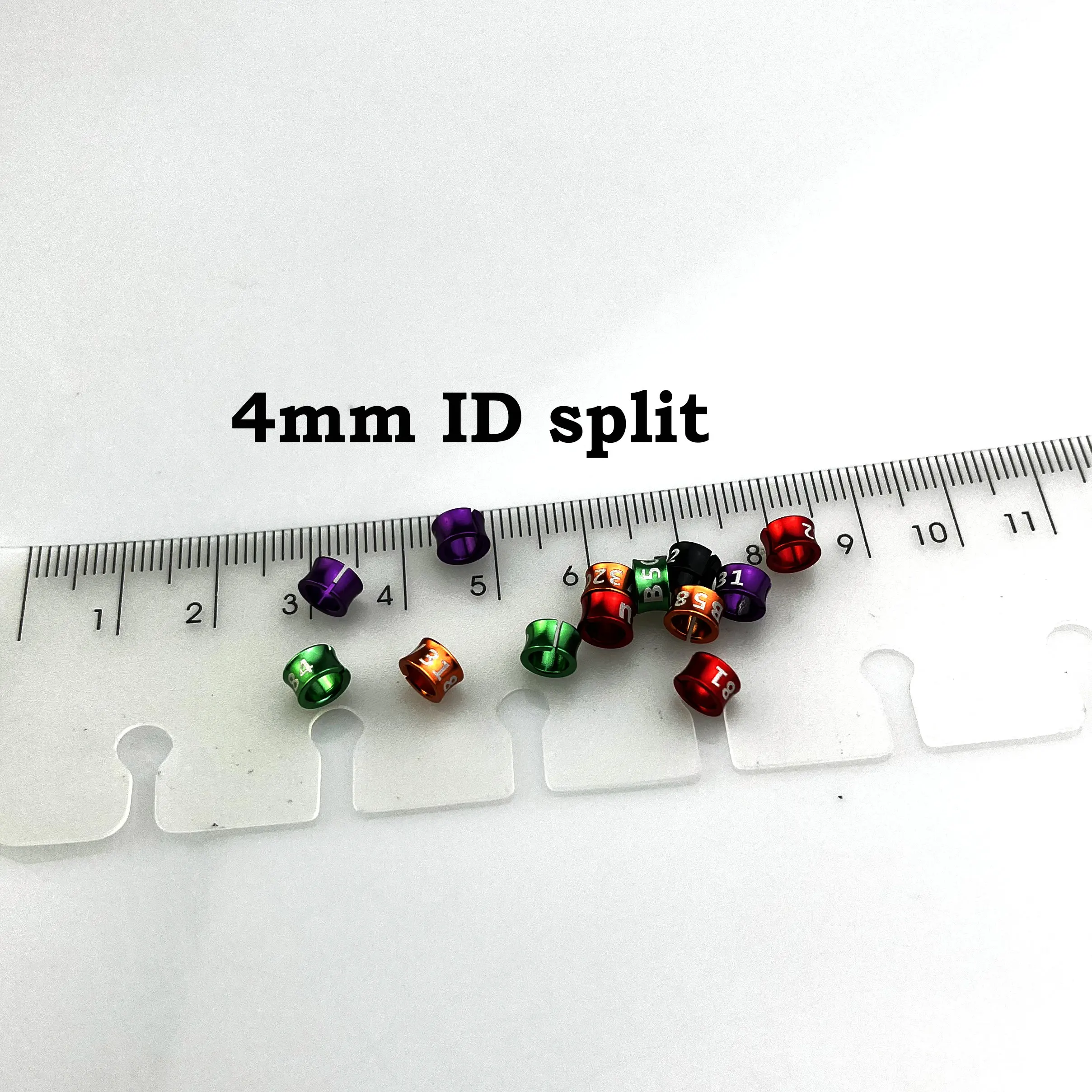 Split Budgerigar Rings, Aluminum Bird Leg Bands, Non-Custom, Random-Character, Color-Mixture, 4mm, 25 PCs/Lot