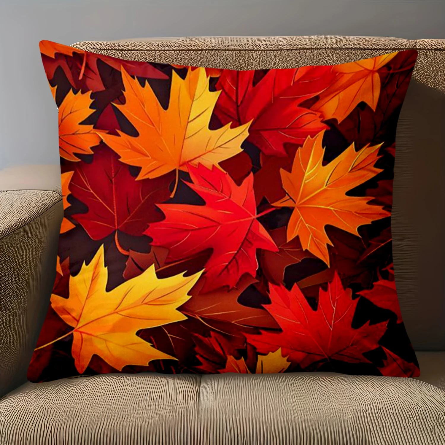 1 Pieces -2D flat printing Autumn Maple Leaf Pattern Throw Pillows Polyester pillowcase sofa decorative cushion cover